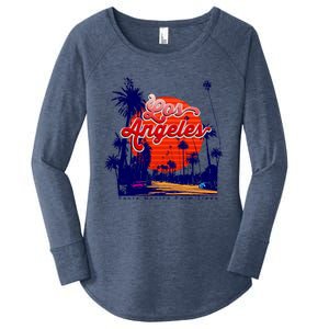 Santa Monica Los Angeles Palm Trees Scenic Women's Perfect Tri Tunic Long Sleeve Shirt