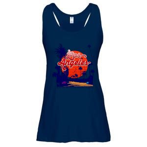 Santa Monica Los Angeles Palm Trees Scenic Ladies Essential Flowy Tank