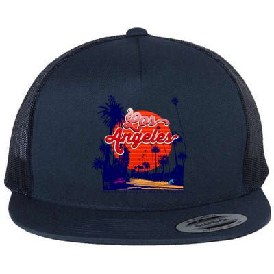 Santa Monica Los Angeles Palm Trees Scenic Flat Bill Trucker Hat