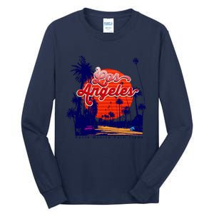 Santa Monica Los Angeles Palm Trees Scenic Tall Long Sleeve T-Shirt