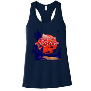 Santa Monica Los Angeles Palm Trees Scenic Women's Racerback Tank