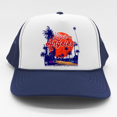 Santa Monica Los Angeles Palm Trees Scenic Trucker Hat