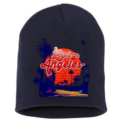 Santa Monica Los Angeles Palm Trees Scenic Short Acrylic Beanie