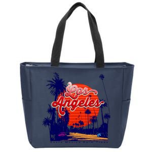 Santa Monica Los Angeles Palm Trees Scenic Zip Tote Bag