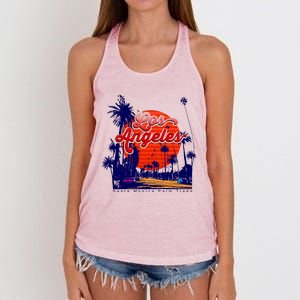 Santa Monica Los Angeles Palm Trees Scenic Women's Knotted Racerback Tank