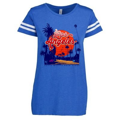 Santa Monica Los Angeles Palm Trees Scenic Enza Ladies Jersey Football T-Shirt