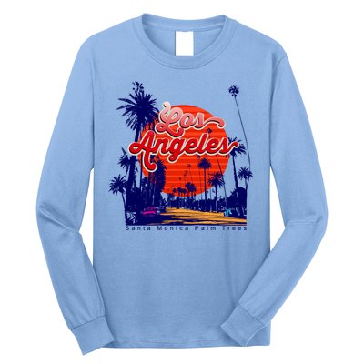 Santa Monica Los Angeles Palm Trees Scenic Long Sleeve Shirt