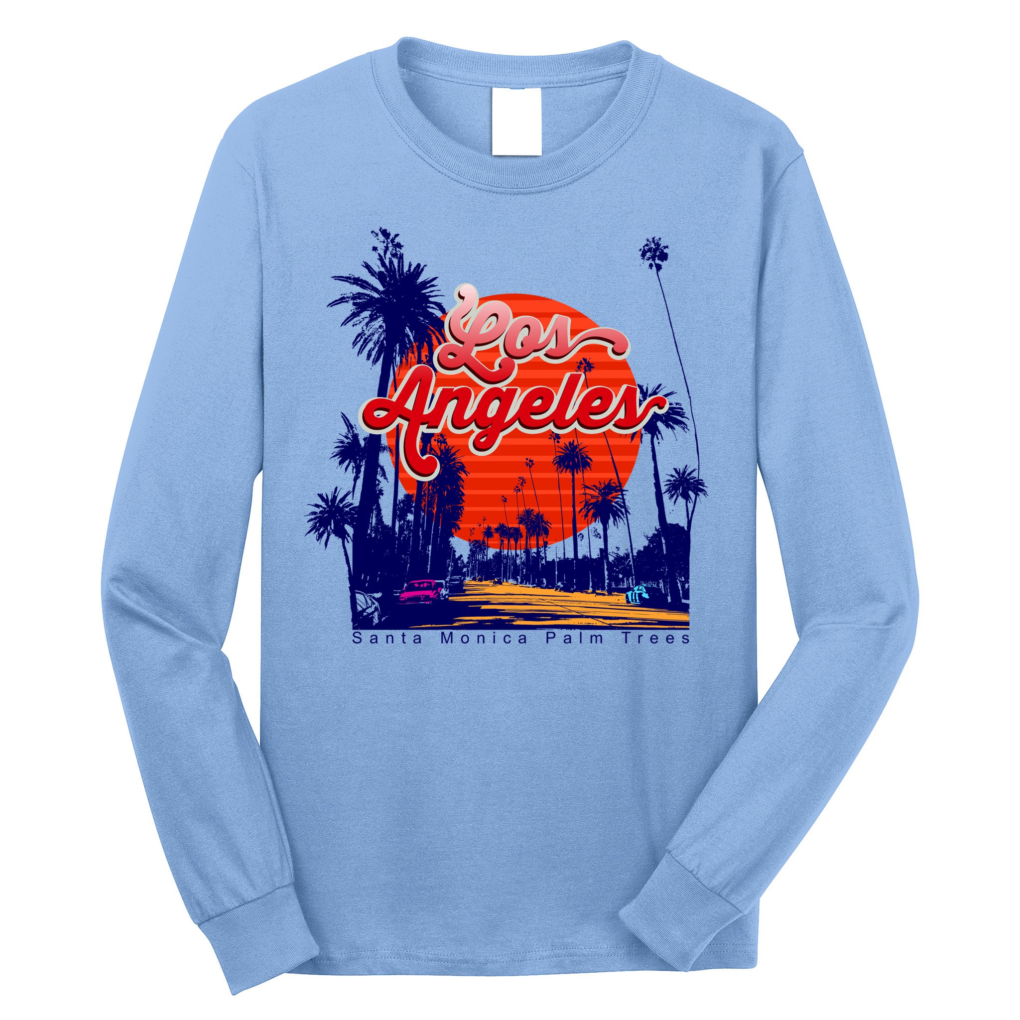 Santa Monica Los Angeles Palm Trees Scenic Long Sleeve Shirt