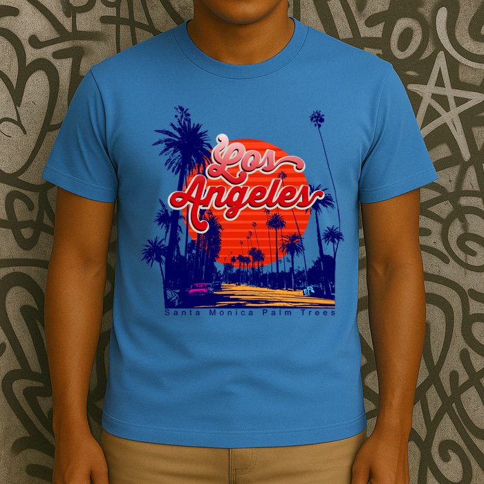 Santa Monica Los Angeles Palm Trees Scenic T-Shirt