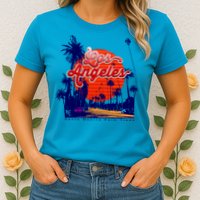 Santa Monica Los Angeles Palm Trees Scenic Womens T-Shirt