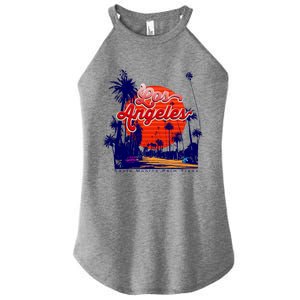 Santa Monica Los Angeles Palm Trees Scenic Women's Perfect Tri Rocker Tank