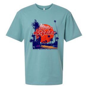 Santa Monica Los Angeles Palm Trees Scenic Sueded Cloud Jersey T-Shirt