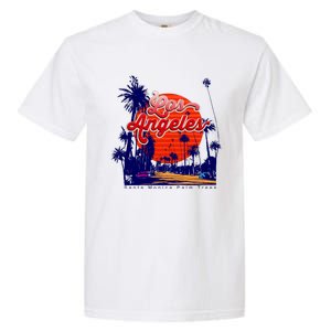 Santa Monica Los Angeles Palm Trees Scenic Garment-Dyed Heavyweight T-Shirt