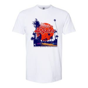 Santa Monica Los Angeles Palm Trees Scenic Softstyle CVC T-Shirt