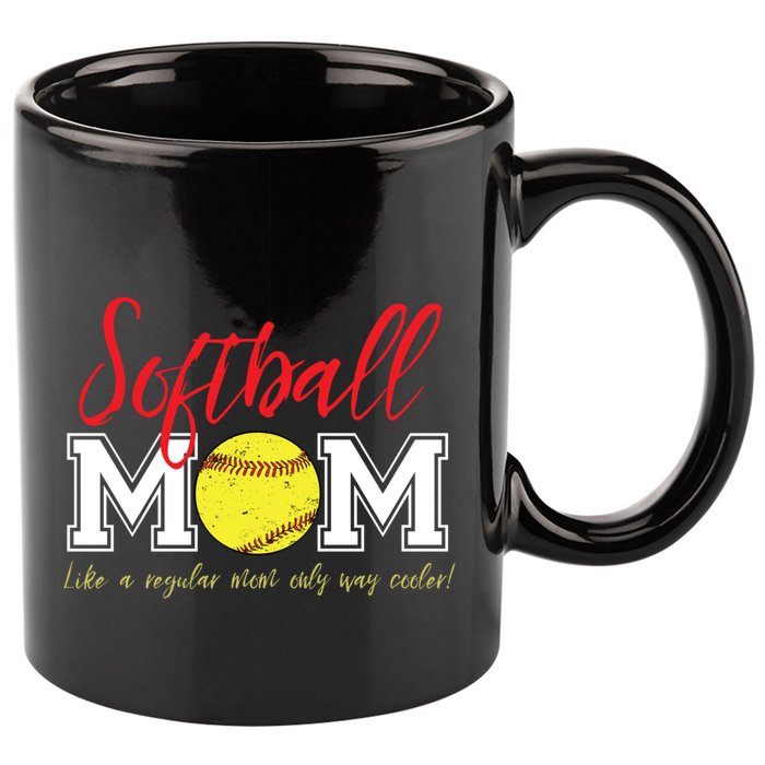 Softball Mom Like A Regular Mom Only Cooler Design Cool Gift 11oz C Handle Ceramic Mug