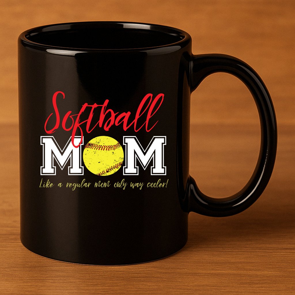 Softball Mom Like A Regular Mom Only Cooler Design Cool Gift 11oz C Handle Ceramic Mug