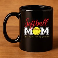 Softball Mom Like A Regular Mom Only Cooler Design Cool Gift 11oz C Handle Ceramic Mug