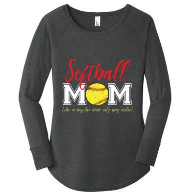 Softball Mom Like A Regular Mom Only Cooler Design Cool Gift Women's Perfect Tri Tunic Long Sleeve Shirt