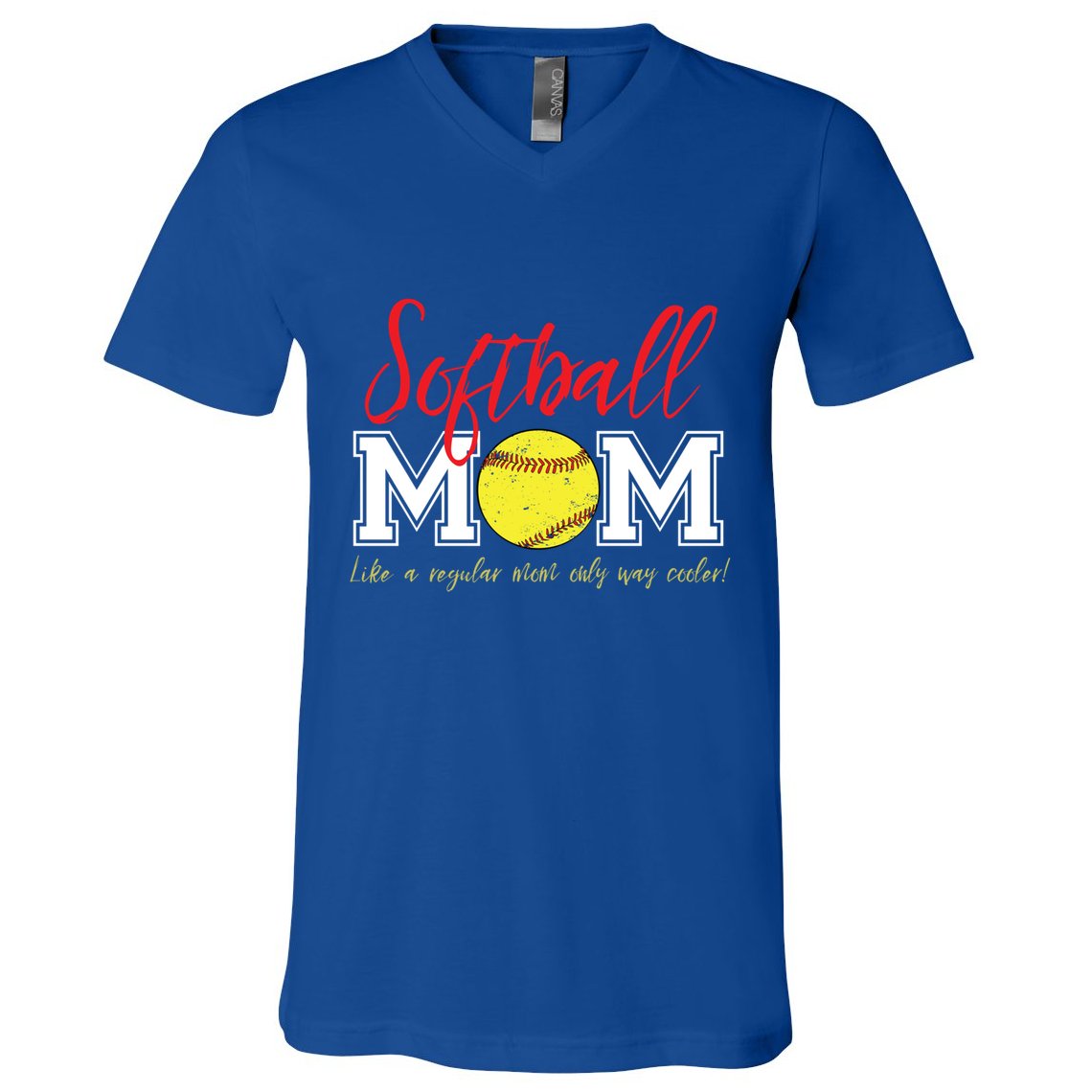 Softball Mom Like A Regular Mom Only Cooler Design Cool Gift V-Neck T-Shirt