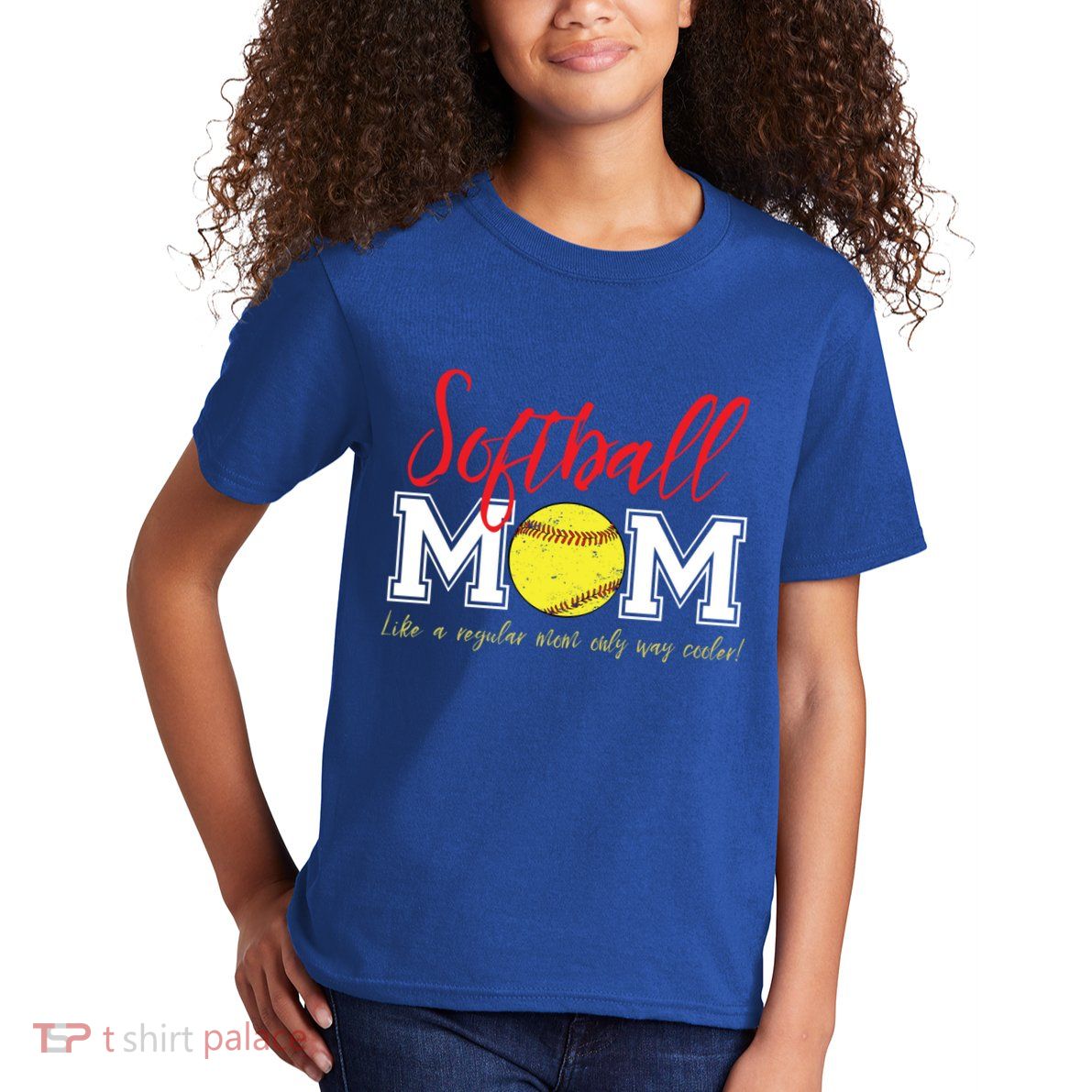 Softball Mom Like A Regular Mom Only Cooler Design Cool Gift Kids T-Shirt