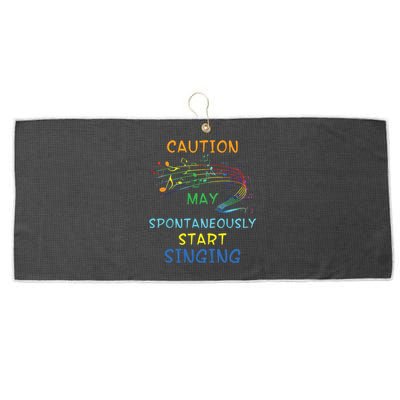 Singing Music Lover T Gift Caution May Start Singing Large Microfiber Waffle Golf Towel