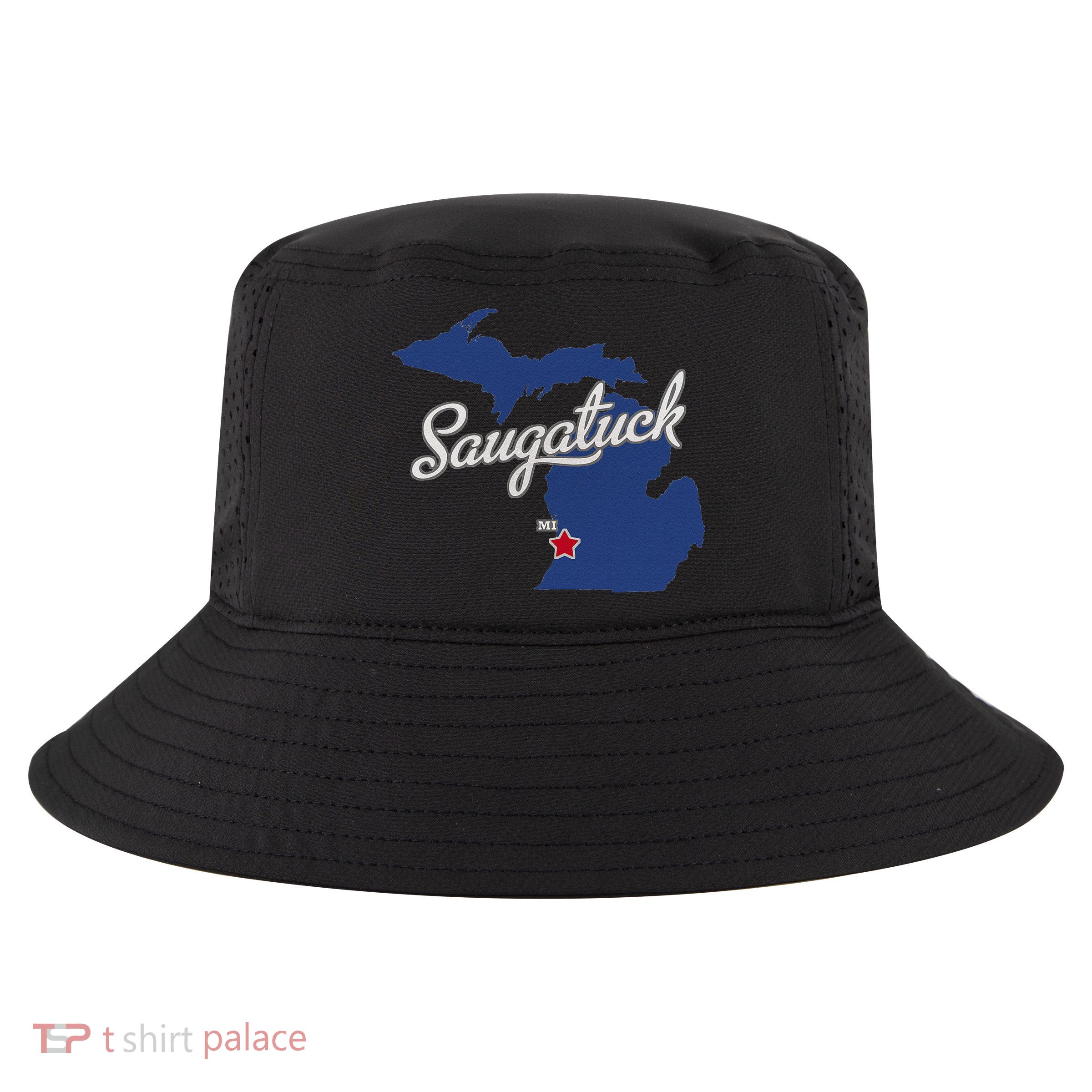 Saugatuck Michigan MI Map Cool Comfort Performance Bucket Hat