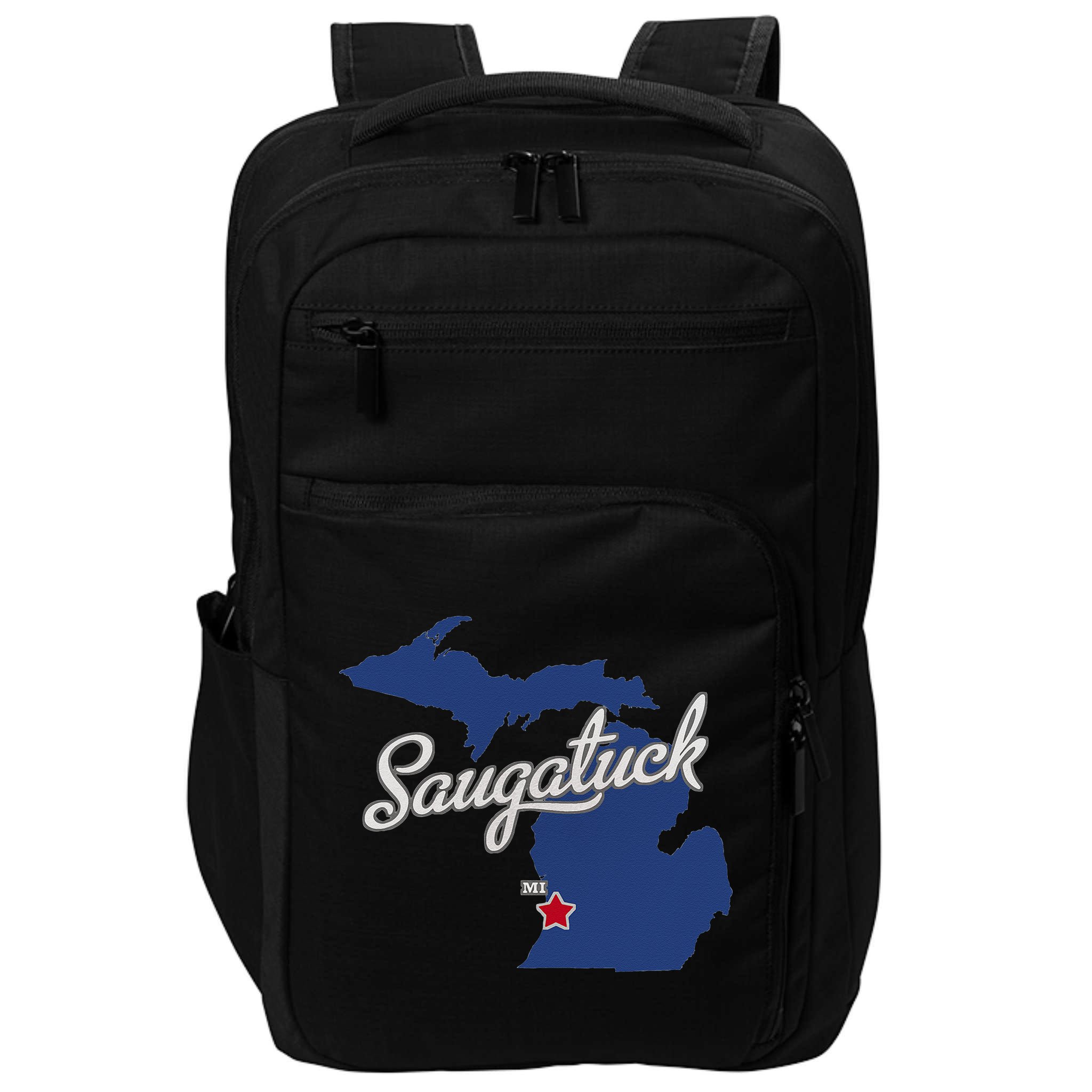 Saugatuck Michigan MI Map Impact Tech Backpack