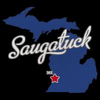 Saugatuck Michigan MI Map Youth Performance Sprint T-Shirt