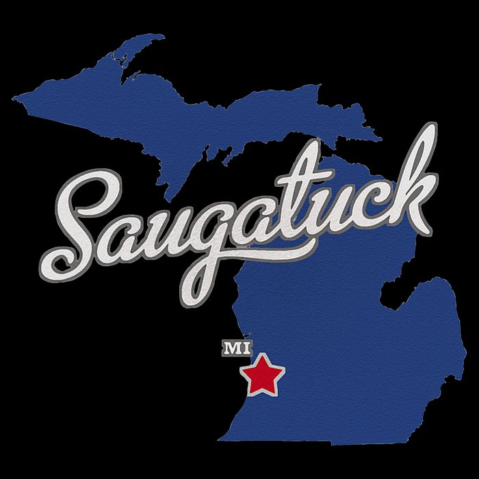 Saugatuck Michigan MI Map Youth Performance Sprint T-Shirt