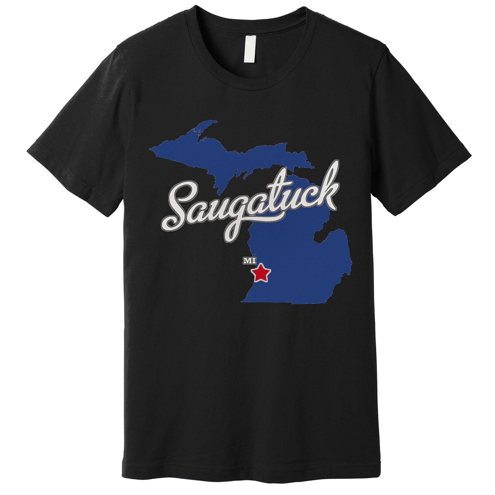 Saugatuck Michigan MI Map Premium T-Shirt