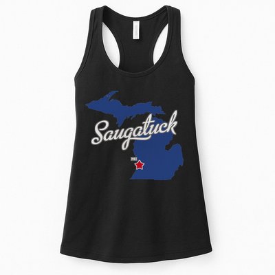 Saugatuck Michigan MI Map Womens Tank Top