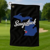 Saugatuck Michigan MI Map Golf Towel