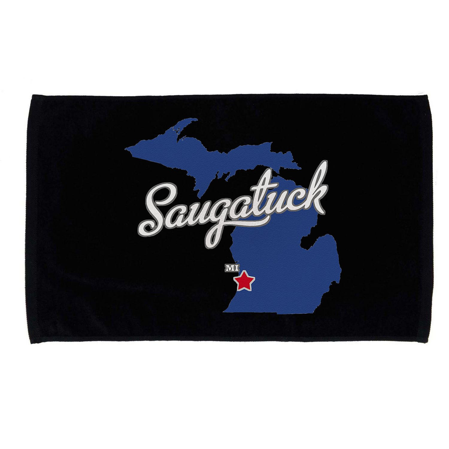 Saugatuck Michigan MI Map Microfiber Hand Towel