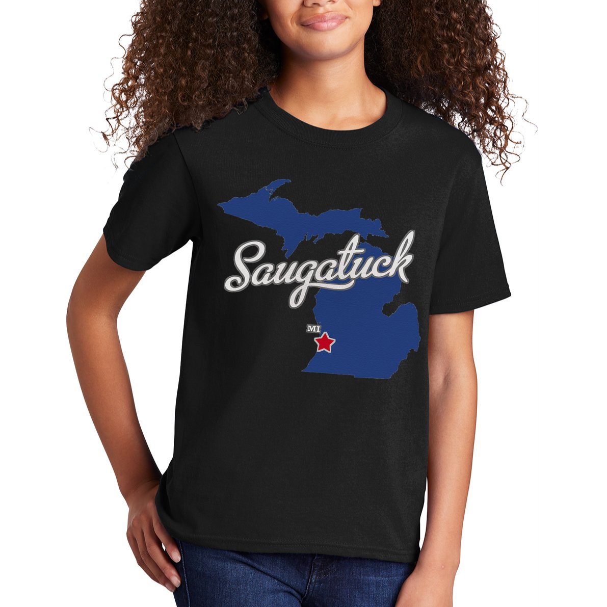 Saugatuck Michigan MI Map Kids T-Shirt
