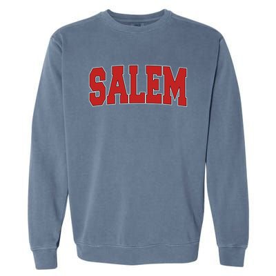 Salem Ma Massachusetts Varsity Style Usa Vintage Sports Gift Garment-Dyed Sweatshirt