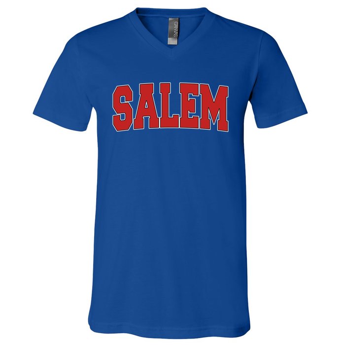 Salem Ma Massachusetts Varsity Style Usa Vintage Sports Gift V-Neck T-Shirt