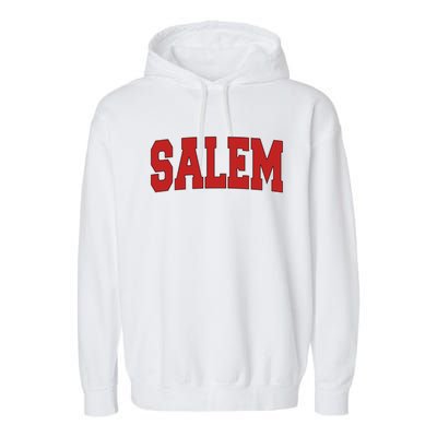 Salem Ma Massachusetts Varsity Style Usa Vintage Sports Gift Garment-Dyed Fleece Hoodie