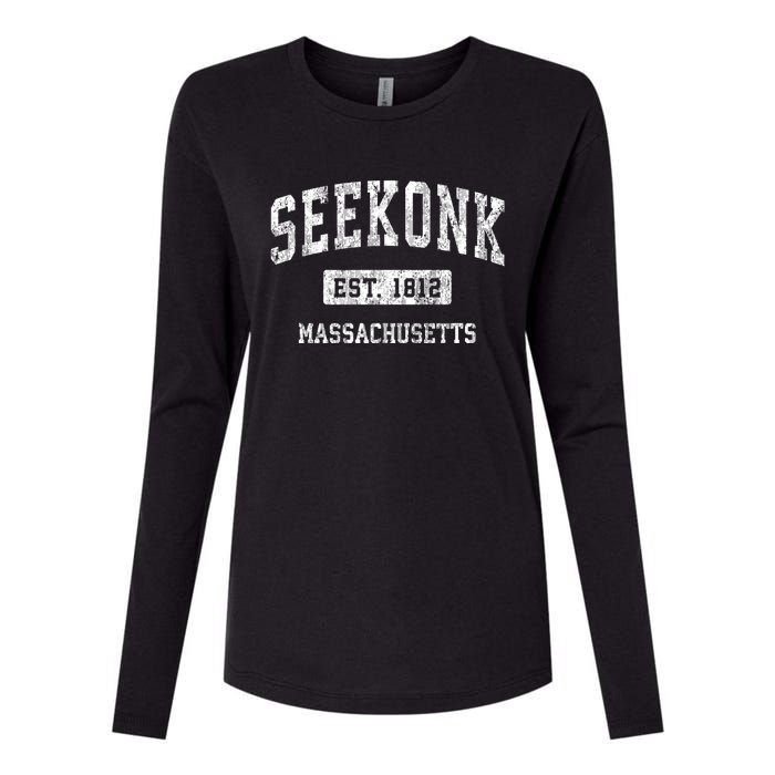 Seekonk Massachusetts Ma Vintage Sports Established Womens Cotton Relaxed Long Sleeve T-Shirt