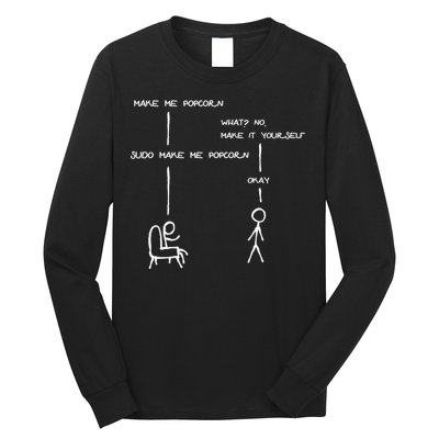 Sudo Make Me Popcorn - Funny Programming Jokes Long Sleeve Shirt