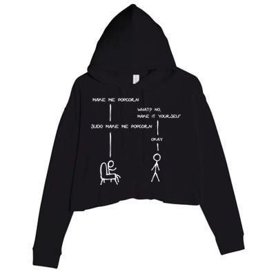Sudo Make Me Popcorn - Funny Programming Jokes Crop Fleece Hoodie