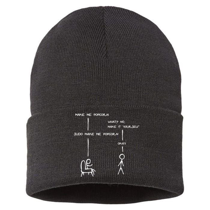 Sudo Make Me Popcorn - Funny Programming Jokes Sustainable Knit Beanie