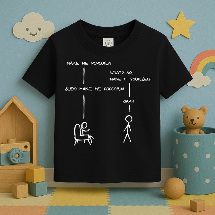 Sudo Make Me Popcorn - Funny Programming Jokes Toddler T-Shirt