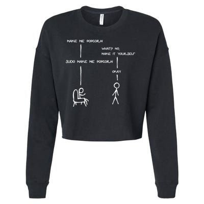 Sudo Make Me Popcorn - Funny Programming Jokes Cropped Pullover Crew