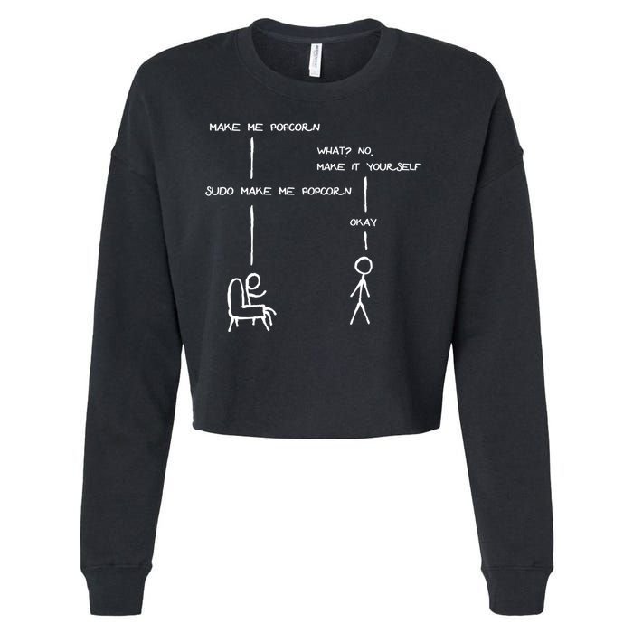 Sudo Make Me Popcorn - Funny Programming Jokes Cropped Pullover Crew