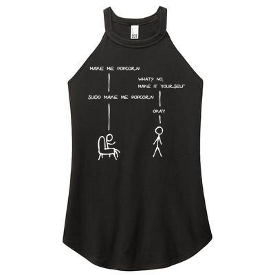 Sudo Make Me Popcorn - Funny Programming Jokes Women's Perfect Tri Rocker Tank