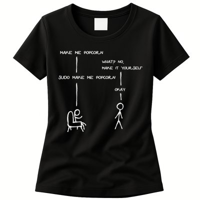 Sudo Make Me Popcorn - Funny Programming Jokes Womens T-Shirt