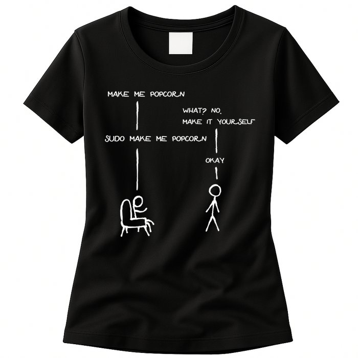 Sudo Make Me Popcorn - Funny Programming Jokes Womens T-Shirt