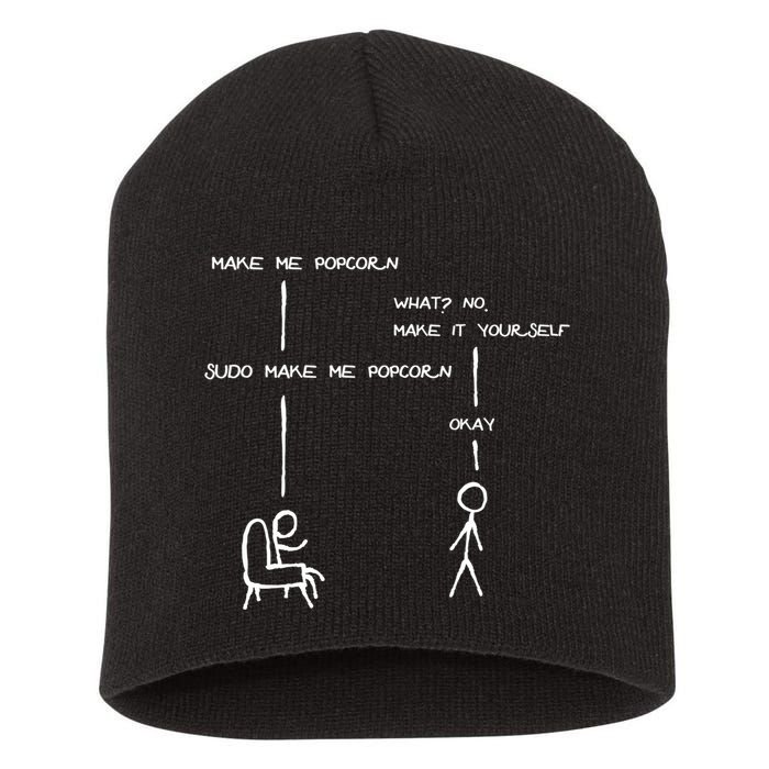 Sudo Make Me Popcorn - Funny Programming Jokes Short Acrylic Beanie