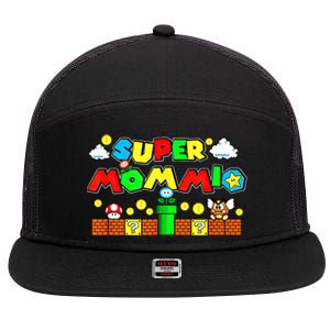 Super Mommio Mommy Mother Nerdy Video Gaming Love Meaningful Gift 7 Panel Mesh Trucker Snapback Hat