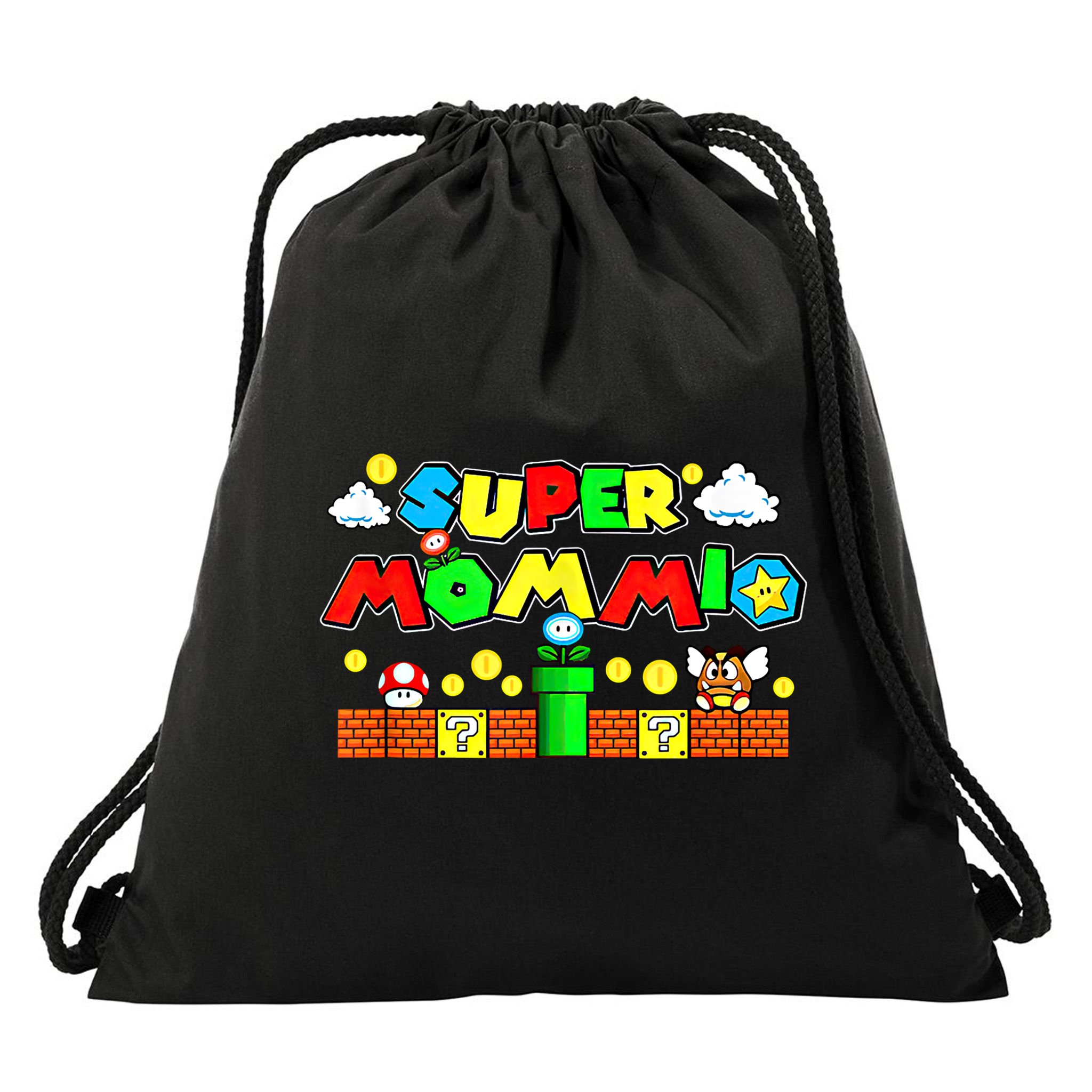 Super Mommio Mommy Mother Nerdy Video Gaming Love Meaningful Gift Drawstring Bag